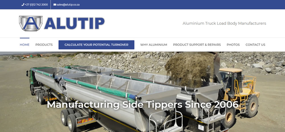 Alutip, side tipper website, side tipper manufacturer website, web designer side tipper manufacturer, side tipper factory web designers