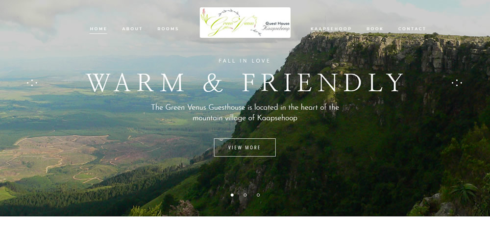 Green Venus Guesthouse, guesthouse website design, web design for guesthouse, guesthouse web developers