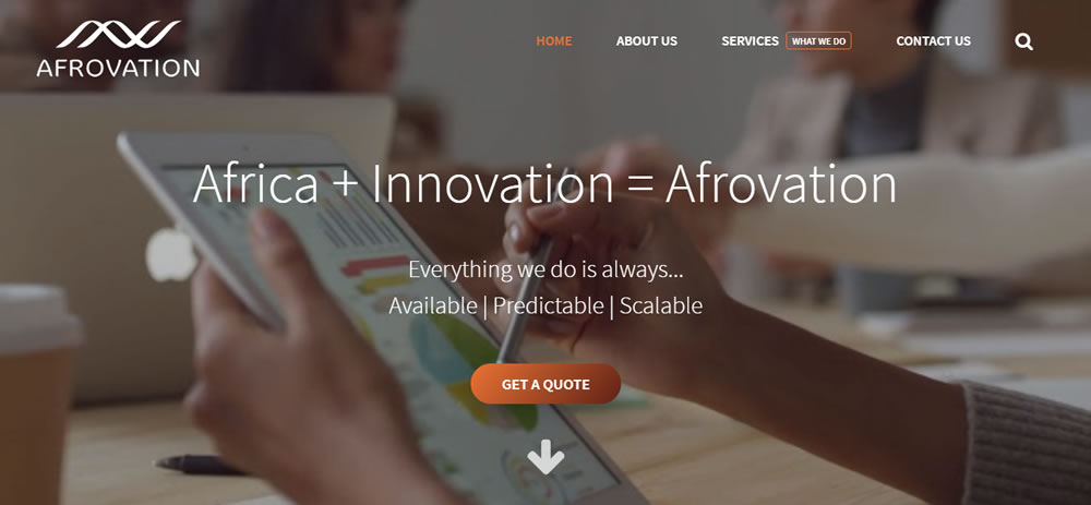 Afrovation, telecoms company website, web designers telecommunications company, telecoms business website design