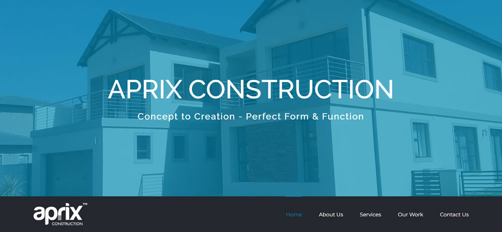 Aprix Construction, construction company website, web developers construction company, builders website design, web designers construction firm