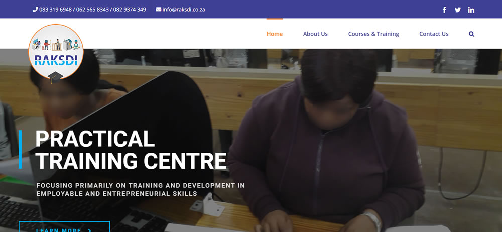 Raksdi, training company website, educational company web designers