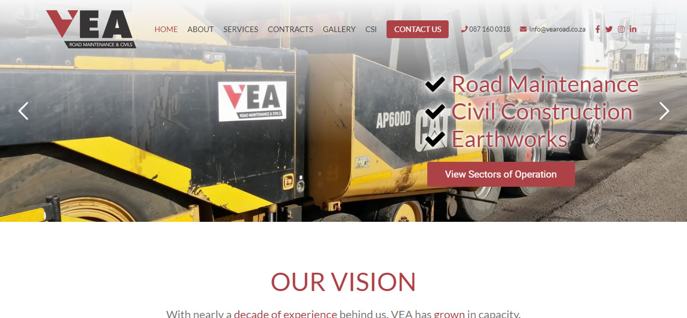 VEA Road Maintenance and Civils, road maintenance website design, road maintenance web developers, civil engineers web designers, website designers for road maintenance company