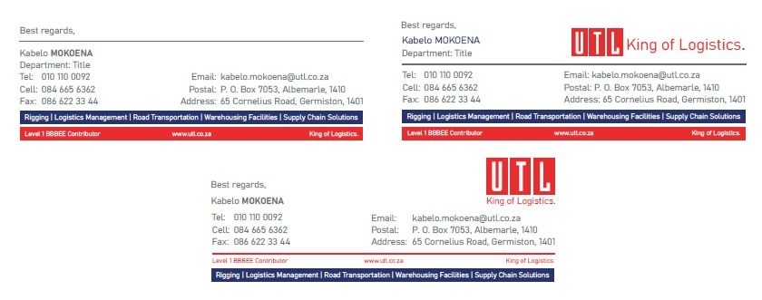 Ukwindla Transport & Logistics, logistics company email signature design, transport company email signature designers, email signature for transport company