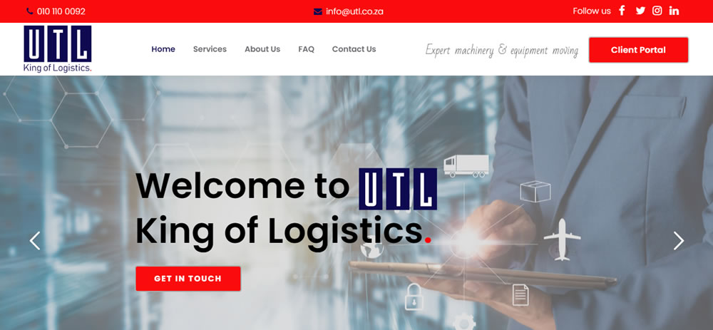 Ukwindla Transport & Logistics, logistics company website design, transport company web designers, web developer for transport company