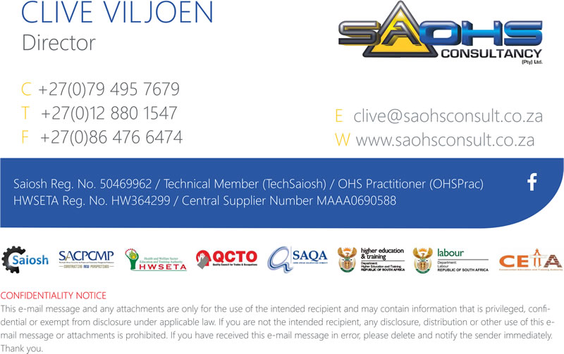 SAOHS Consultancy (Pty) Ltd, occupational health and safety email signature design, safety management email signature designer, occupational health email signature design