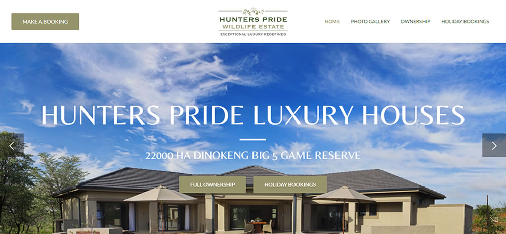 Hunters Pride Wildlife Estate, wildlife estate website design, web design for wildlife estate, game reserve website designers, web developers for wildlife estate