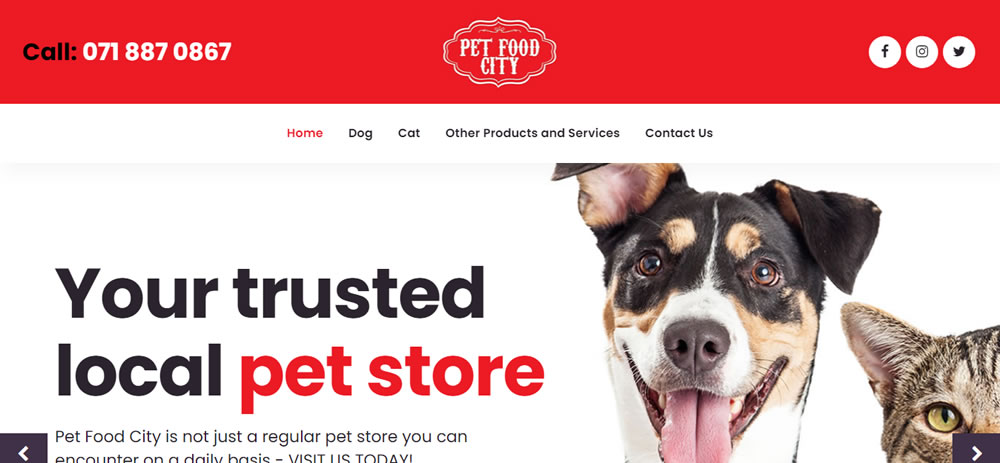 Pet Food City, pet food suppliers website, dog food website design, cat food web designers, pet food web developers