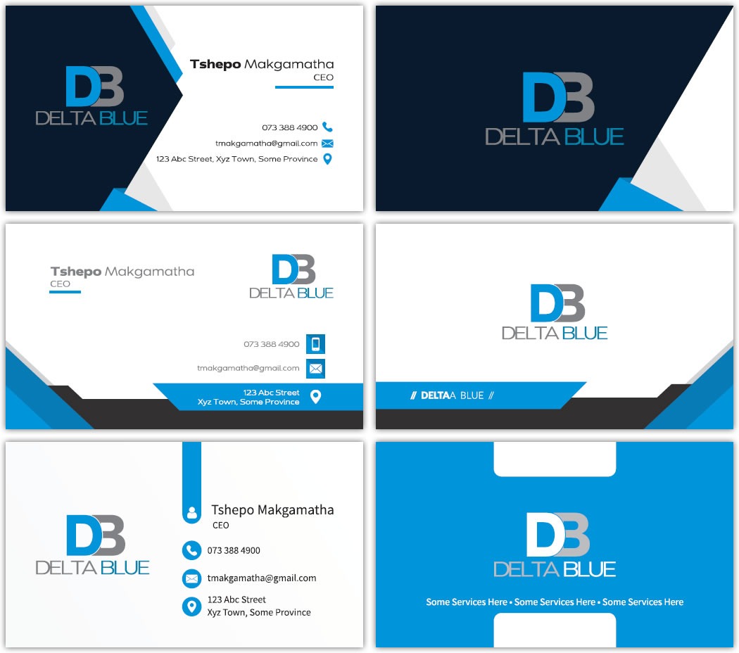 Delta Blue Trading, road infrastructure business card design, civil engineer business card designer