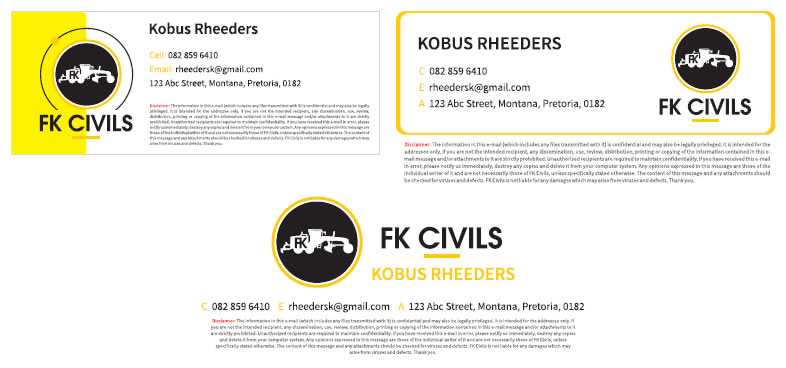 FK Civils, Civil Engineer Email Signature Design, Email Signature for Civil Engineer, Engineer Email Signature, Email Signature Designers