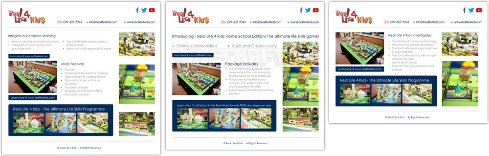 Real Life 4 Kids, Email Flyer Design, Educational Game Email Flyer Design, Social Media Flyer Design, Educational Game Social Media Advert Design