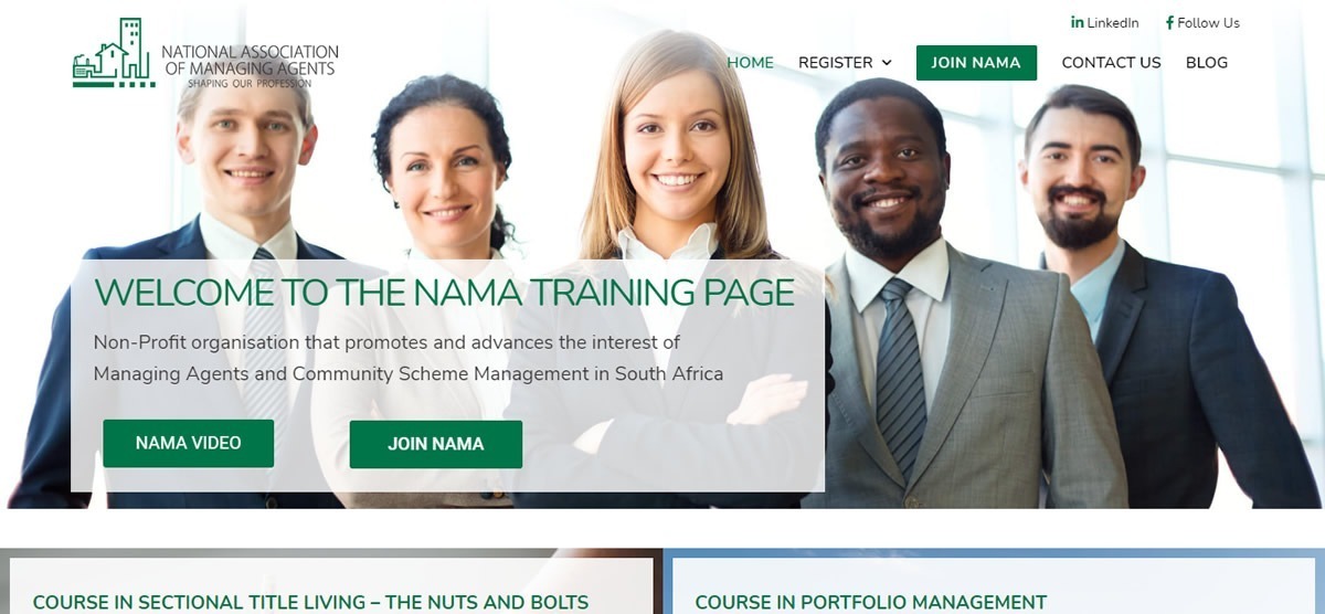 NAMA Training, npo website design, ngo website design, training company website design, managing agents website design, community scheme management website design