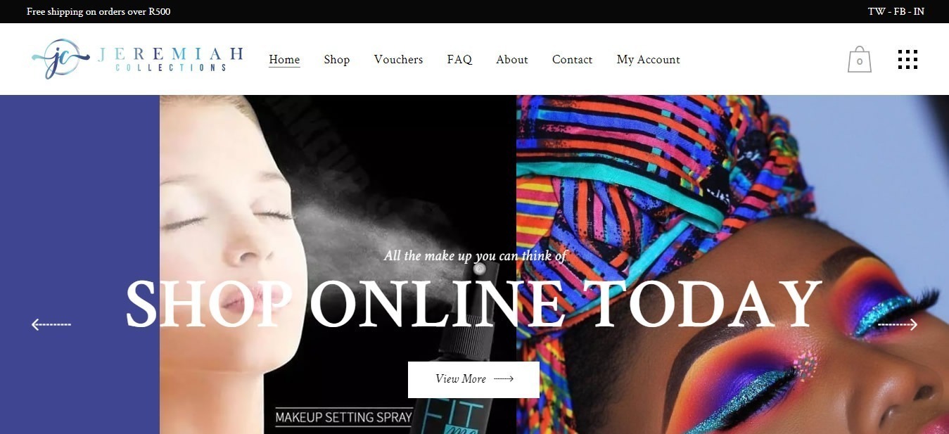 Jeremiah Collections, Makeup Website Design, Nail Care Website Design, Face Powder Website Design