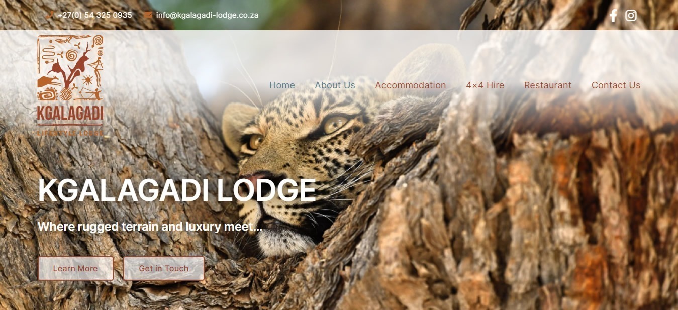 Kgalagadi Lodge, Lodge Website Design, 4x4 Hire Website Design, Restaurant Website Design