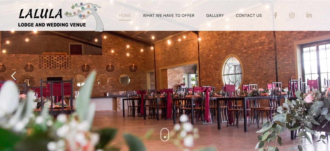 Lalula Lodge and Wedding Venue, Wedding Venue Website Design, Lodge Website Design, Accommodation Website Design