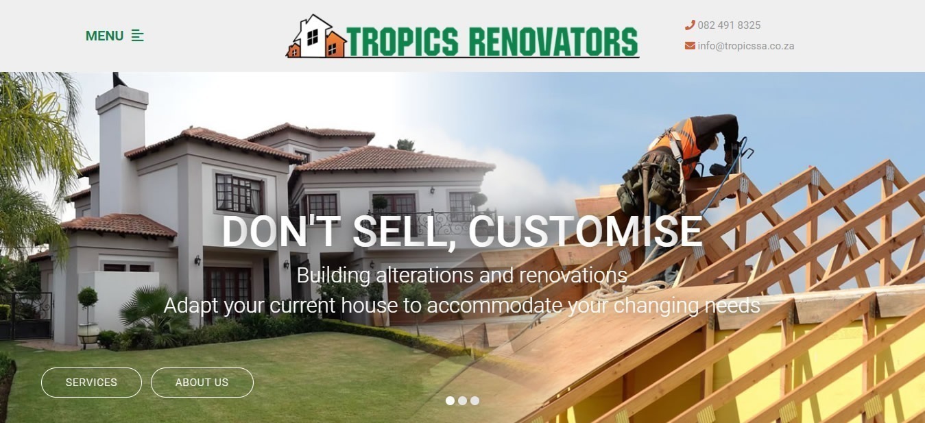 Tropic Renovators, Renovators Website Design, Builders Website Design, Home Renovations Website Design
