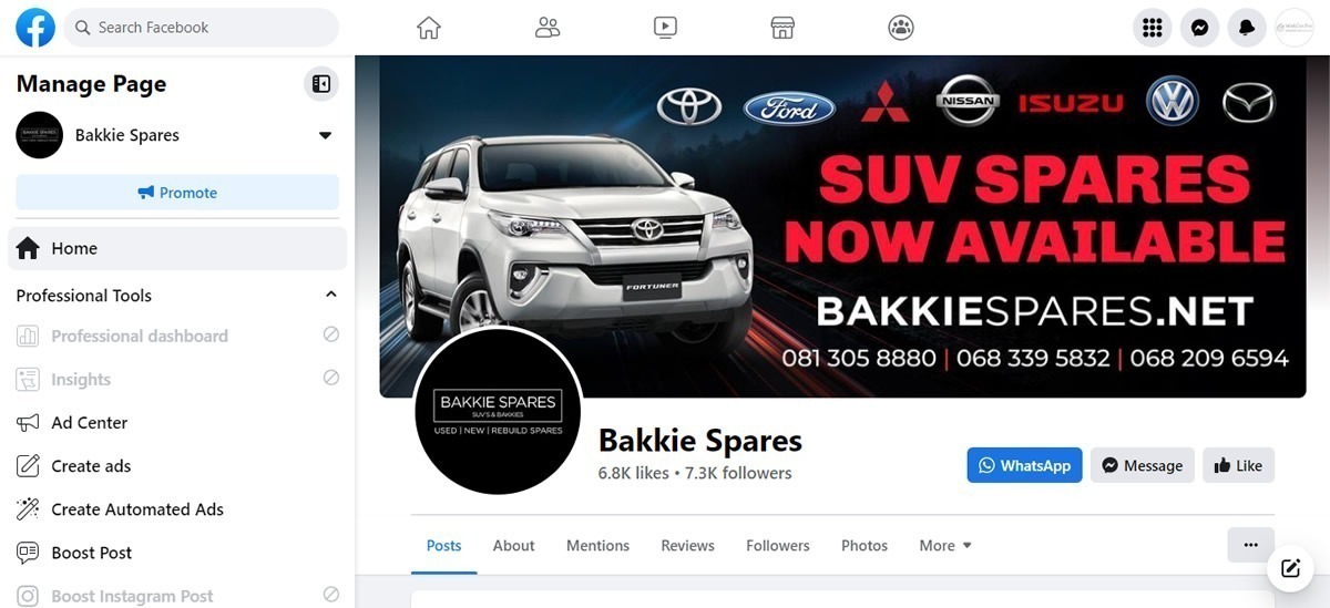 Bakkie Spares, Bakkie Spares Facebook Management, SUV Spares, Used Bakkie Spares, Used SUV Spares, New Bakkie Spares, New SUV Spares, Ford Bakkie Spares, Toyota Bakkie Spares, Ford SUV Spares, Toyota SUV Spares