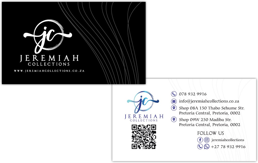 Jeremiah Collections, Business Card Design, Business Card Designers, Business Card Designers Pretoria, Business Card Designers Johannesburg, Business Card Designers Gauteng