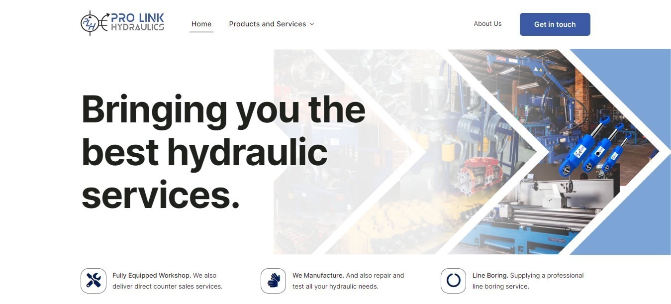 Pro Link Hydraulics, Hydraulic Cylinders, Onsite Line Boring, Direct Importers on the Following Pump Parts, Hydraulic Hose & Fittings, Pro Link Seals, Websites, Web Designers