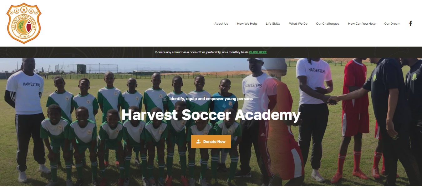 Harvest Soccer Academy, soccer academy website, npo website designers, web developers, near me