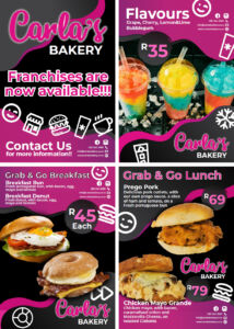 Carla's Bakery, bakery poster design, poster designers for bakery, A2 Posters for bakery, poster designers, near me, pretoria, cape town
