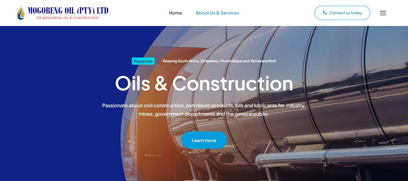 Mogobeng Oil, Oil supplier website, supplier of oil website designer, web developer for oil supplier, mass oil supplier web designer, pretoria, tshwane, gautent, cape town, near me