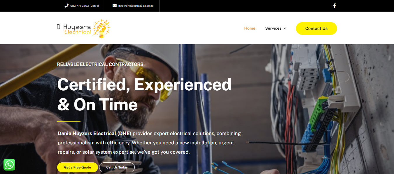 D Huysers Elecrical Electrician Website Designers in Johannesburg