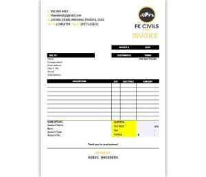 FK Civils Tax Invoice