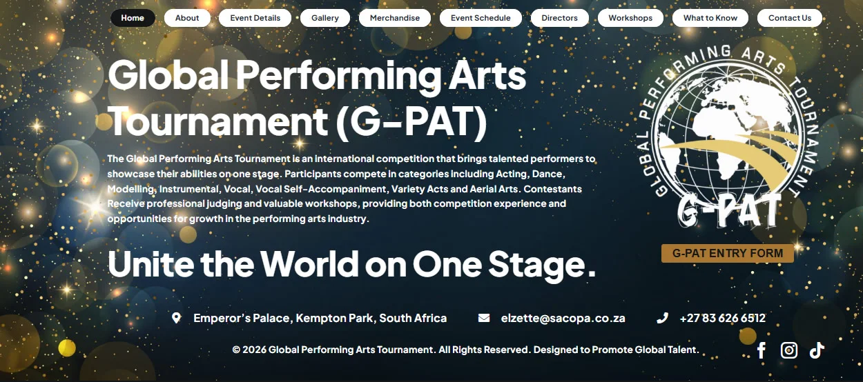 Global Performing Arts Web Developers Pretoria