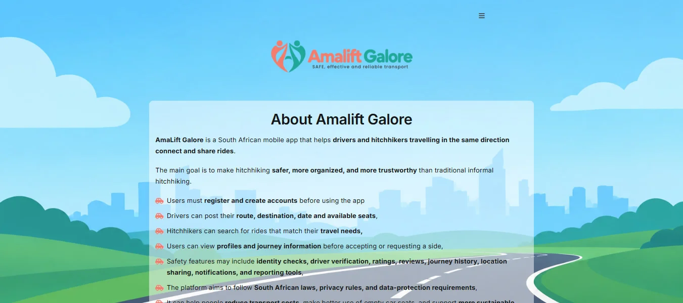 Amalift Galore ride sharing web designers