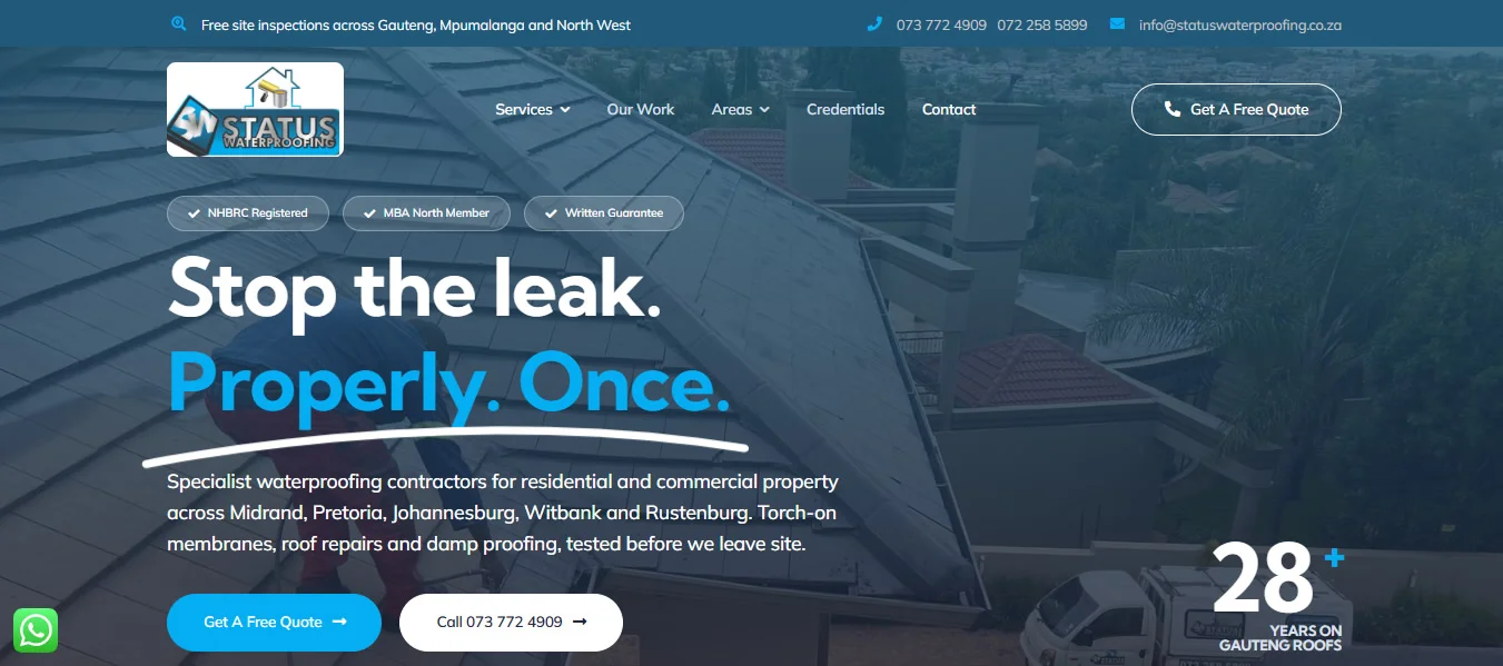 Status Waterproofing specialist waterproofing contractors website designers Status Waterproofing specialist waterproofing contractors website designers